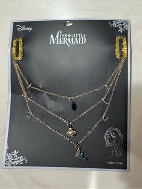Disney The Little Mermaid Gold-Tone Layered Hair Chain with Mermaid Charms